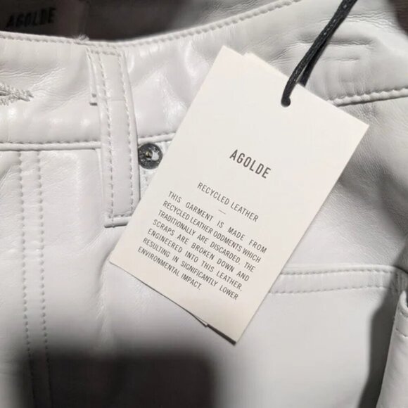 NWT AGOLDE | Recycled Leather Lyle Low Rise Slim In Wisp Pale Gray - Picture 8 of 14